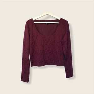 Burgundy American Eagle Long Sleeve Top